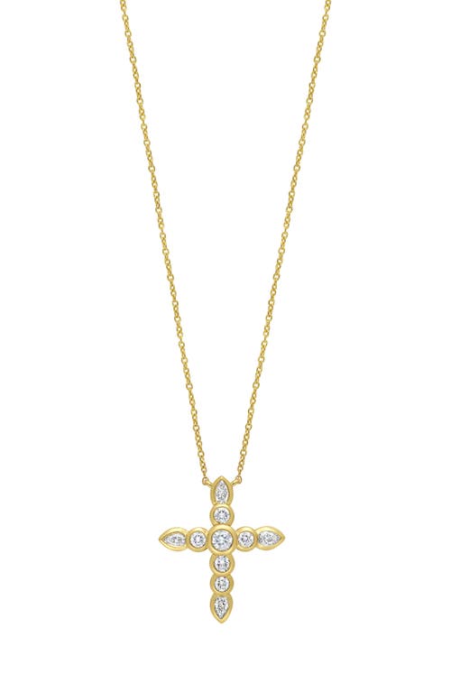 Monaco Diamond Cross Pendant Necklace in 18K Yellow Gold