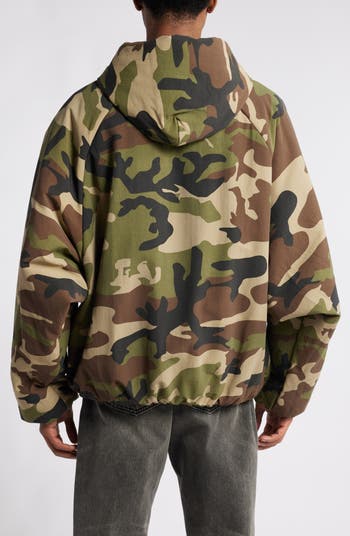 Gender Inclusive Camo Print Hooded Jacket
