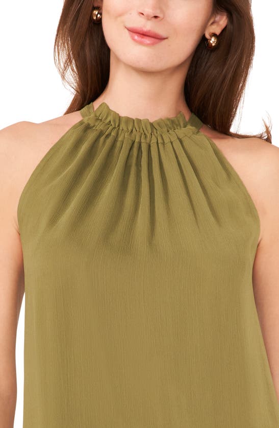 Shop Halogen Ruffle Collar Sleeveless Shift Dress In Capulet Olive Green