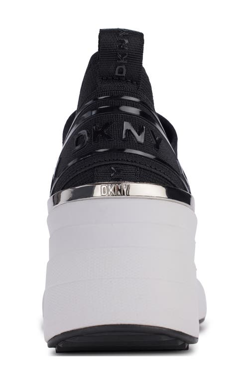 Shop Dkny Keeva Wedge Knit Sneaker In Black