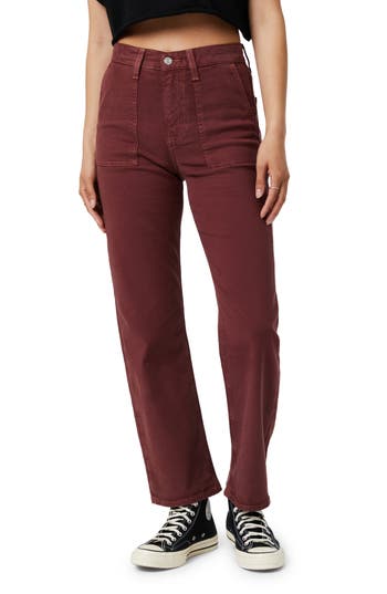 Mavi Jeans Shelia High Waist Relaxed Straight Leg Twill Pants In Port Luxe Twill