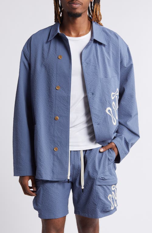 HONOR THE GIFT Embroidered Lightweight Workwear Jacket Blue at Nordstrom,