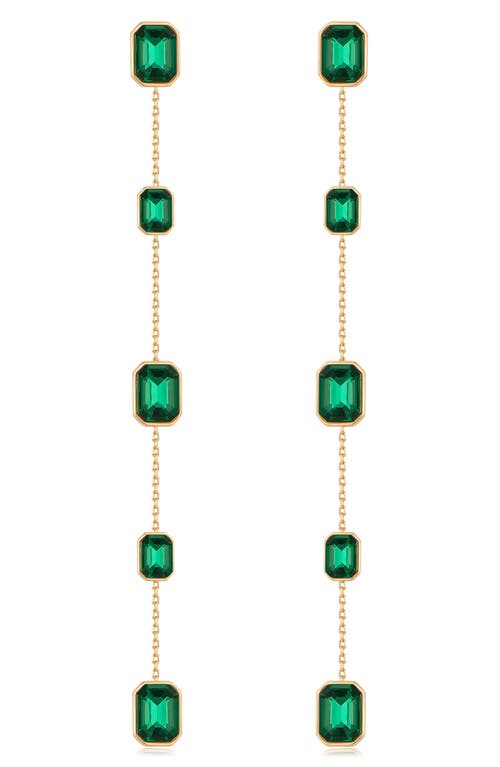 Ettika Baguette Crystal Linear Drop Earrings in Green at Nordstrom