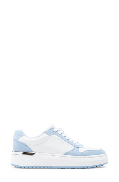 Shop Nine West Calpha Platform Sneaker In White/light Blue