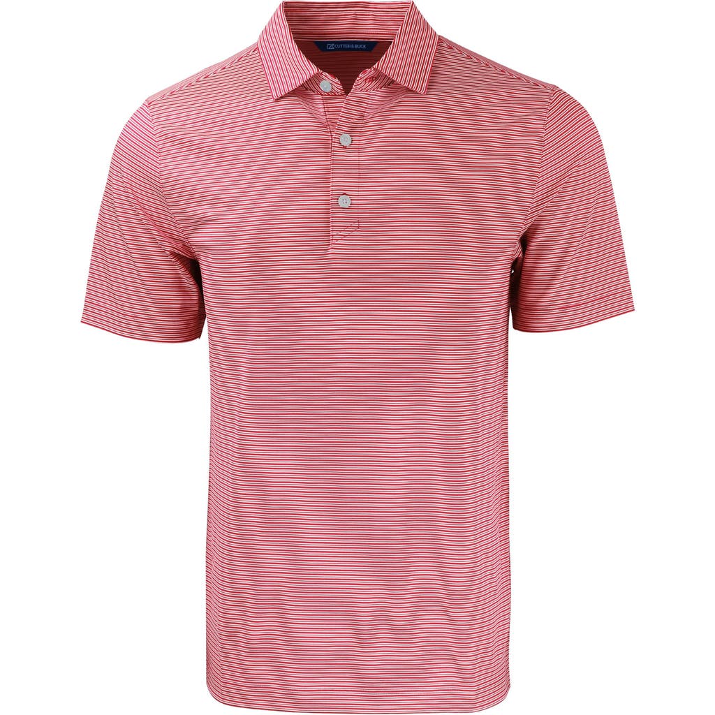 Cutter & Buck Double Stripe Performance Recycled Polyester Polo In Red
