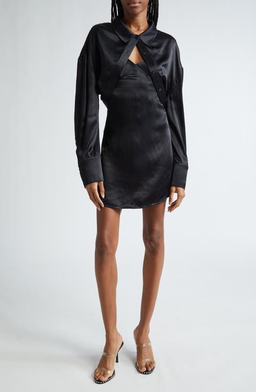 Shop Alexander Wang Prestyled Satin Slipdress With Bolero In Black