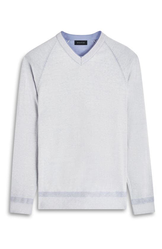 Shop Bugatchi Cotton & Silk V-neck Sweater In Lilac
