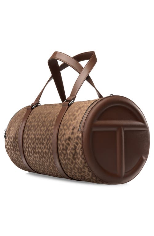 Shop Telfar Large Monogram Jacquard Duffle Bag In Chocolate Monogram