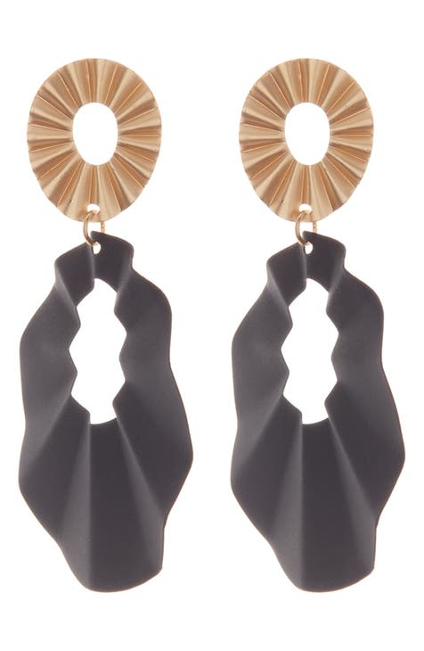 Two-Tone Textured Drop Earrings