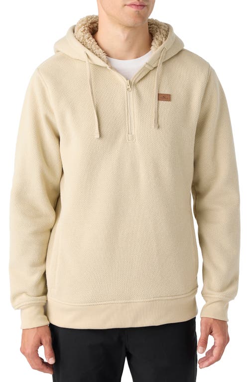 O'Neill Passage Waffle Knit Half Zip Hoodie in Light Khaki 