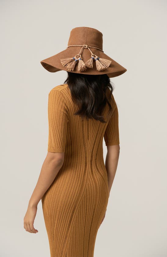 Shop Helen Kaminski Luciah Tassel Linen Hat In Nutshell