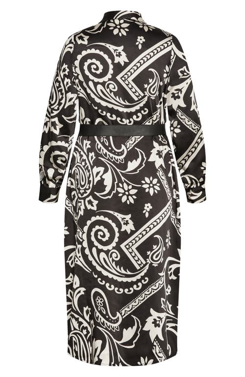 Shop City Chic Sienna Paisley Print Long Sleeve Shirtdress