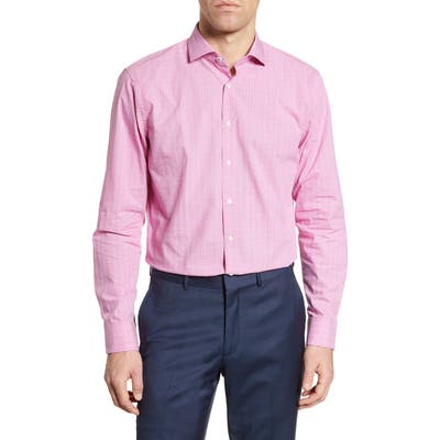 Nordstrom Shop Tech-Smart Trim Fit Plaid Dress Shirt - Pink