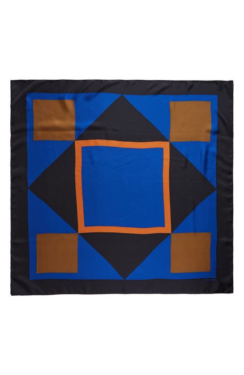 Saint Laurent Carre Forme Geo Print Silk Square Scarf in Royal/Black at Nordstrom