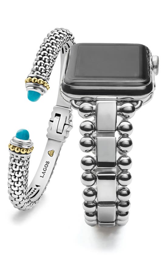 Lagos Smart Caviar Apple Watch® Watchband & Cuff Bracelet Set In Turquoise