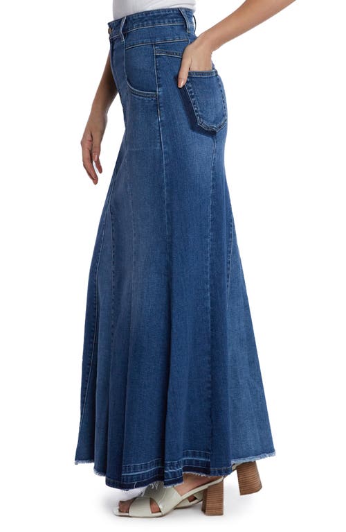 Shop Wash Lab Denim Bliss Flare Denim Maxi Skirt In Washed Blue