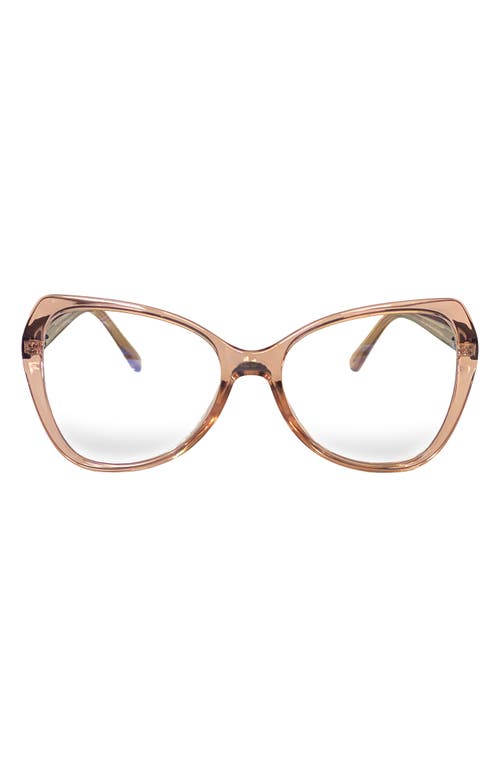 Margot 54mm Butterfly Blue Light Blocking Glasses in Transparent Tan/Clear