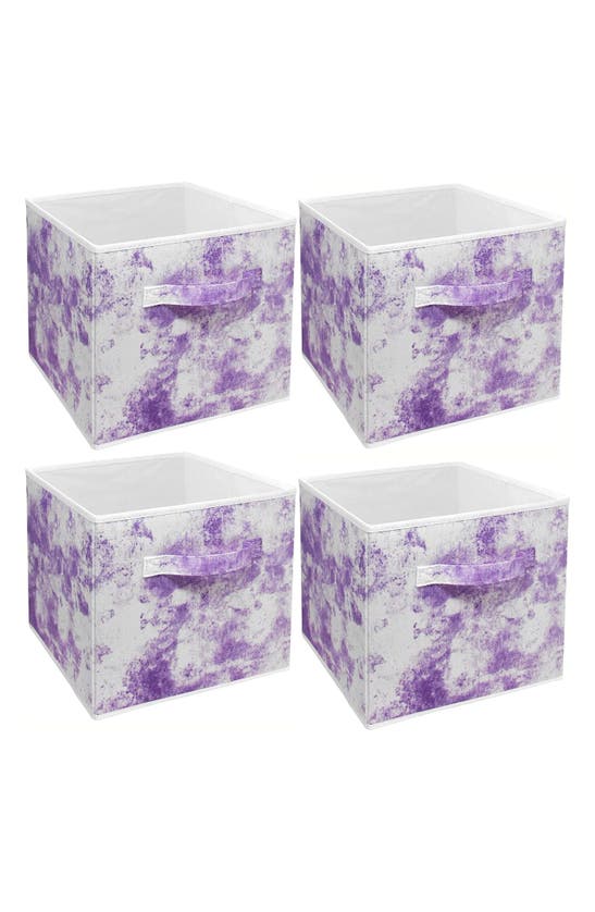 Sorbus Tie Dye Purple 6pc Foldable Cube Storage Bin Set In Tie-dye Purple