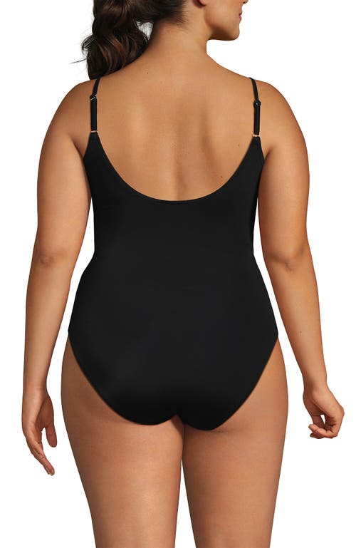 Lands' End Chlorine Resistant Scoop Neck High Leg Tugless Tank Thin Strap One Piece Swimsuit Adjusta In Black