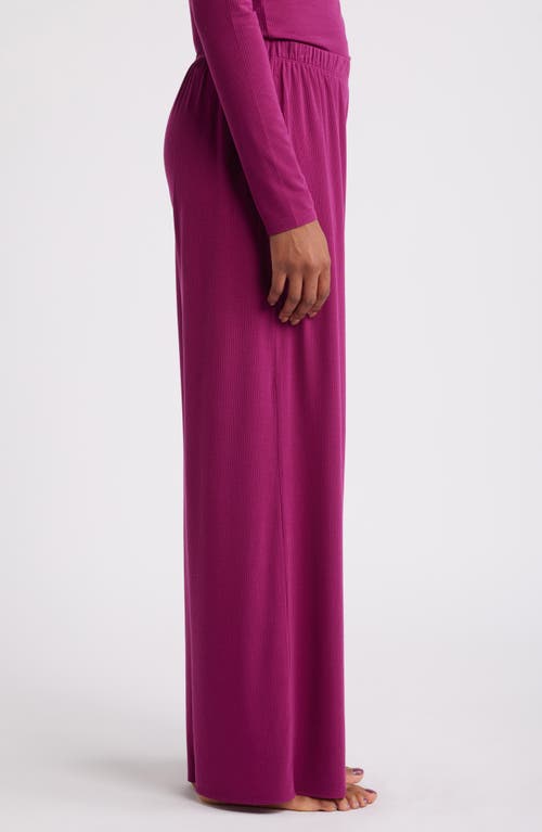 Shop Open Edit Dreamy Rib Wide Leg Pajama Pants In Purple Magenta