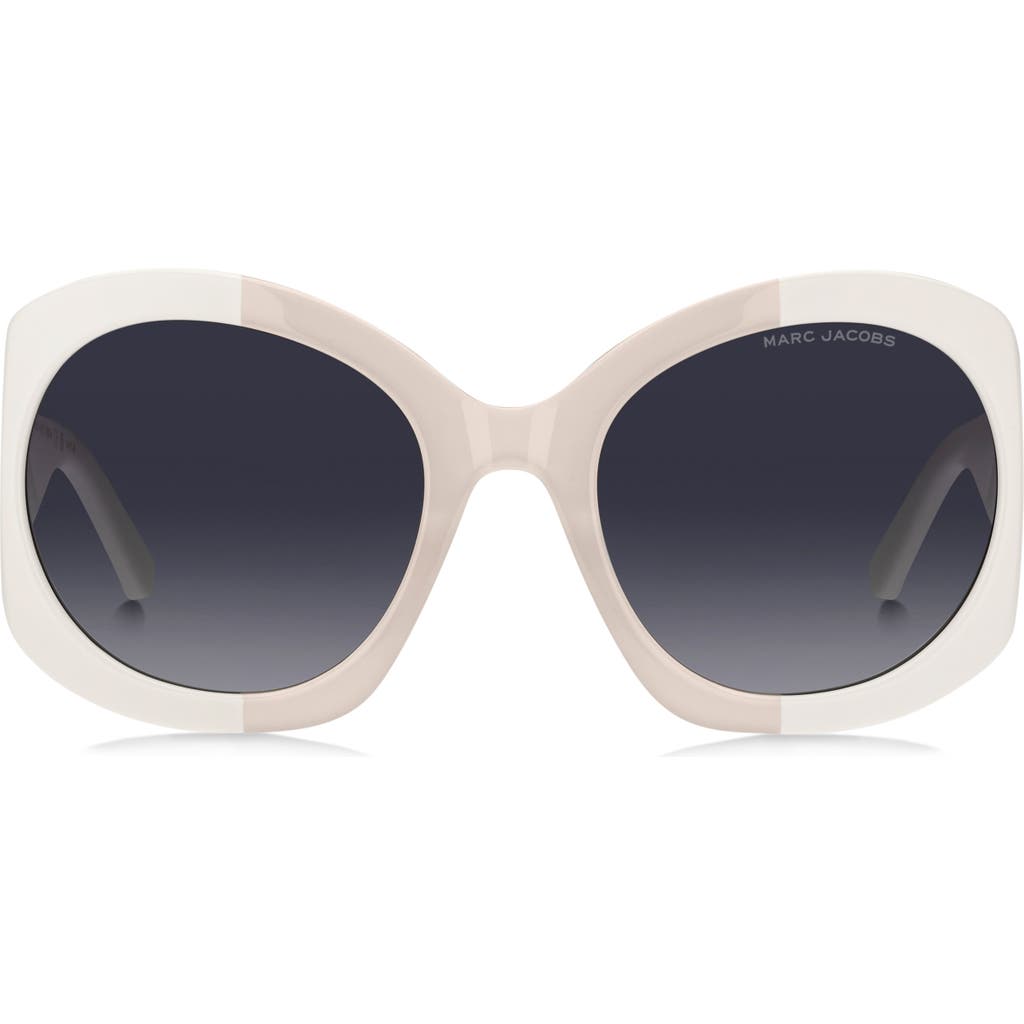 Shop Marc Jacobs 56mm Gradient Rectangular Sunglasses In Ivory/grey Shaded Blue