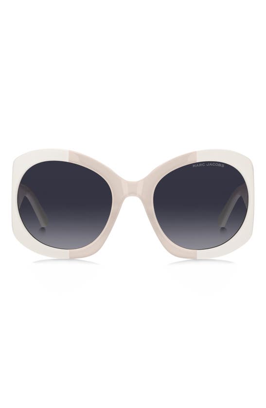 Shop Marc Jacobs 56mm Gradient Rectangular Sunglasses In Ivory/ Grey Shaded Blue