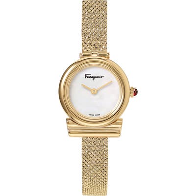Salvatore Ferragamo Gancino Slim Mesh Strap Watch, 22Mm