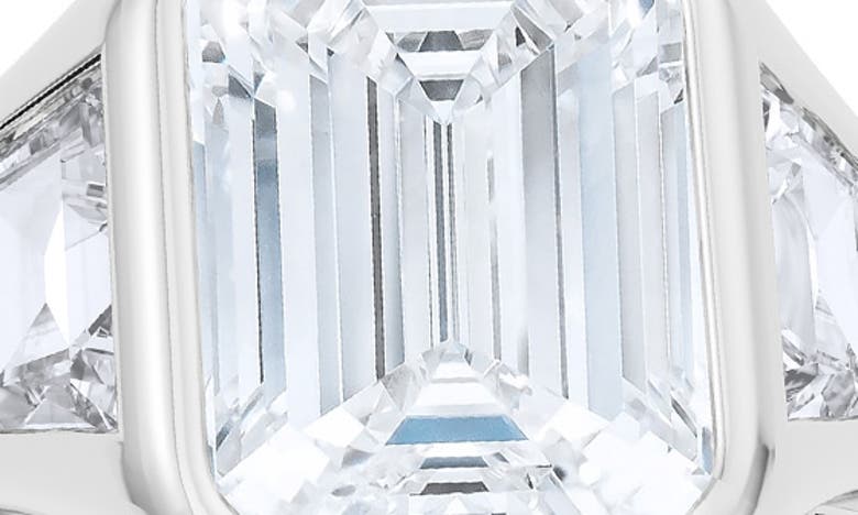 Shop Hautecarat Lab Created Emerald Cut Diamond Ring In 18k White Gold