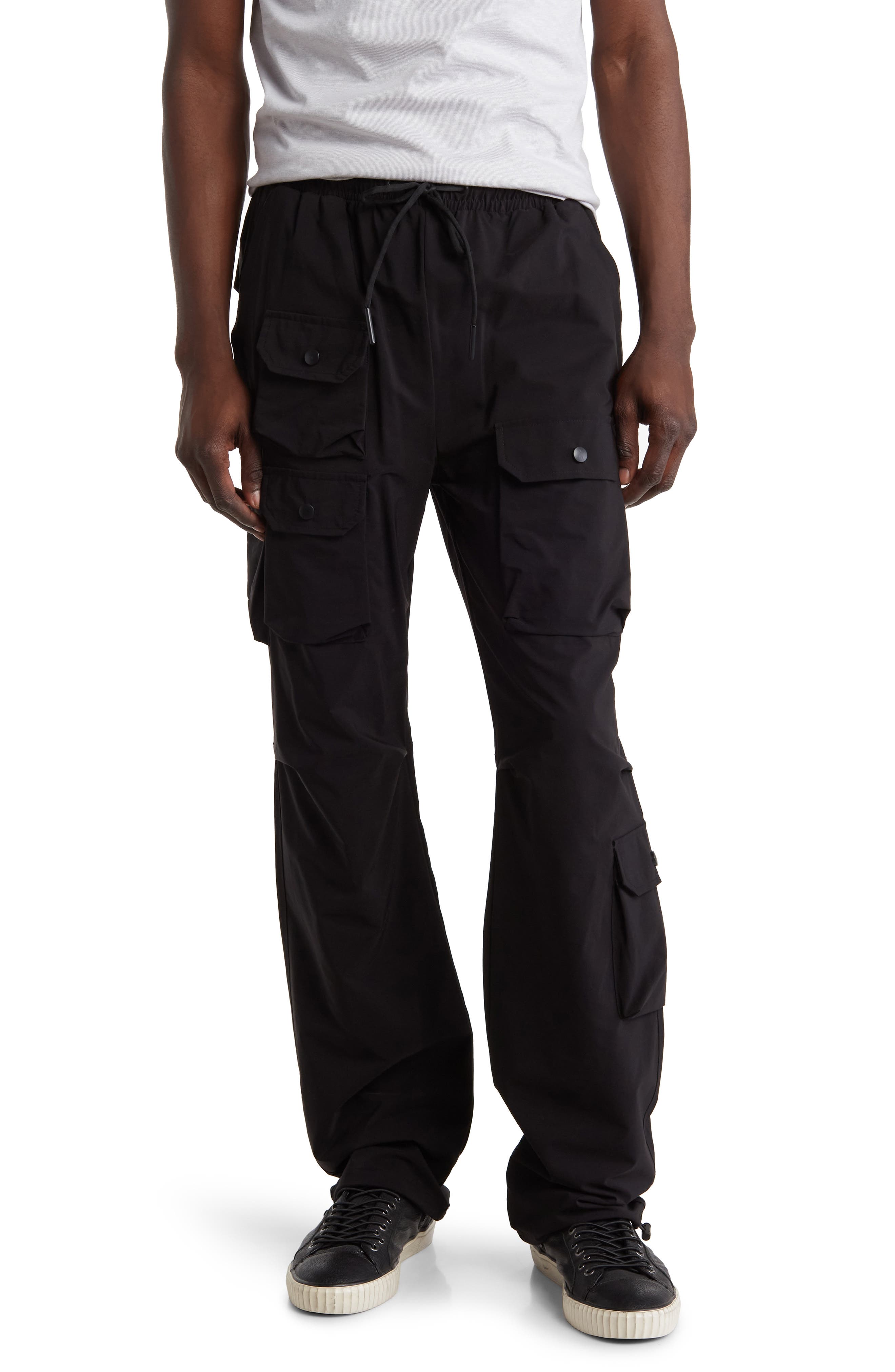 American stitch black cargo clearance moto twill bungee jogger pants