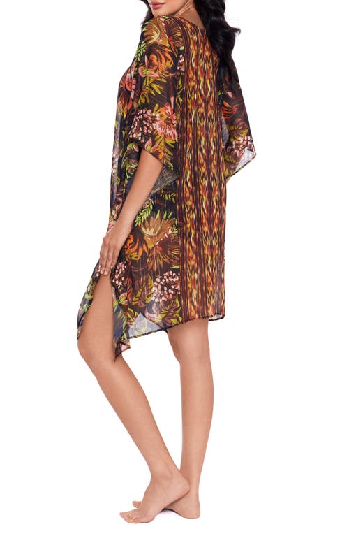 Shop Miraclesuit ® Botanico Mixed Print Metallic Stripe Cover-up Caftan In Black/multi