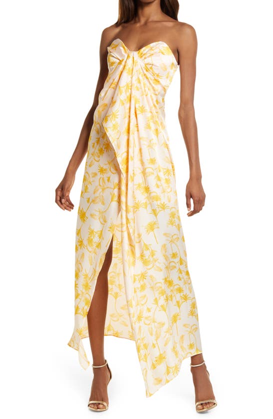 Significant Other Leona Tropical Print Strapless Dress In Pineapple Palm