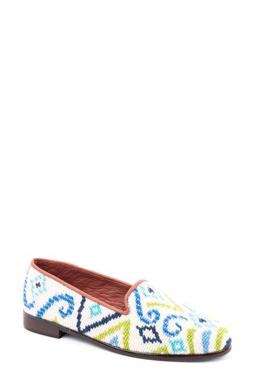 Geometric Needlepoint Loafer in Blue/Green