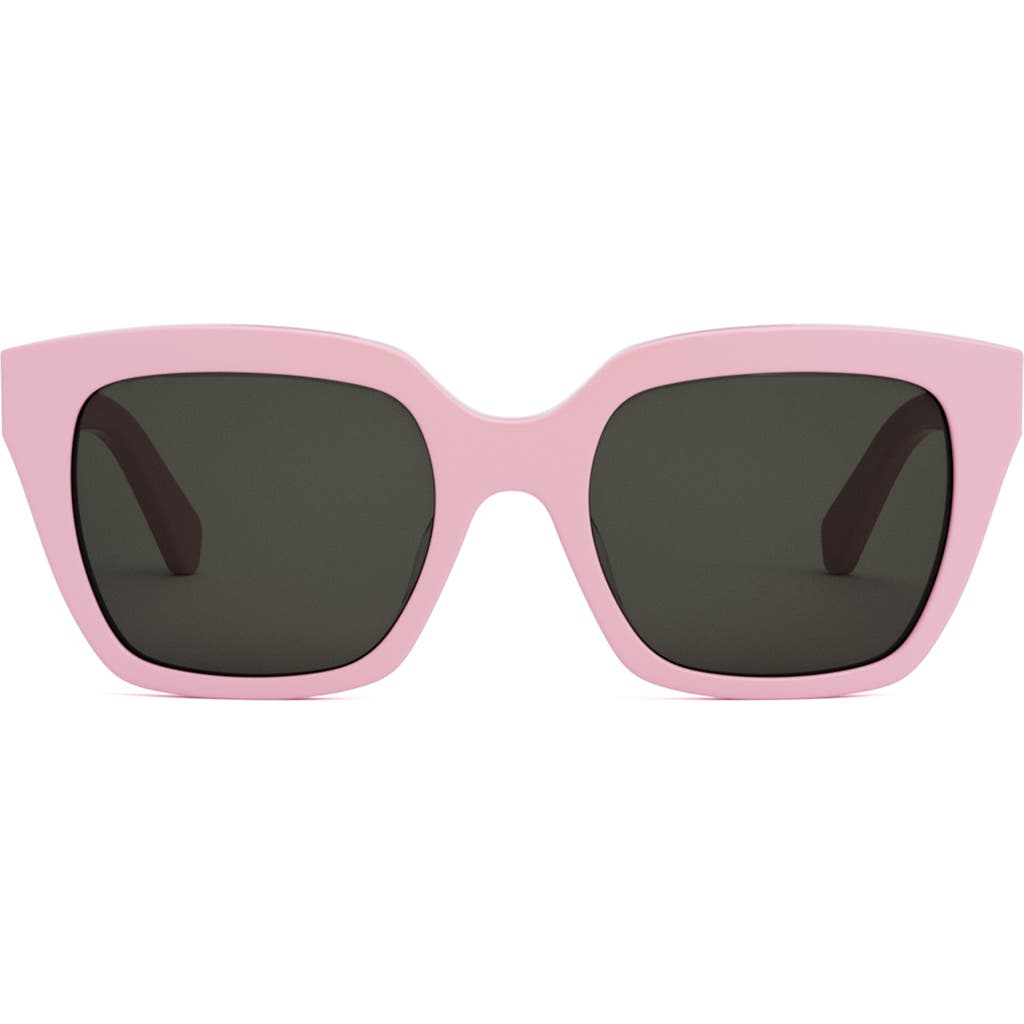 CELINE Monochrome 56mm Square Sunglasses in Pink/Smoke 
