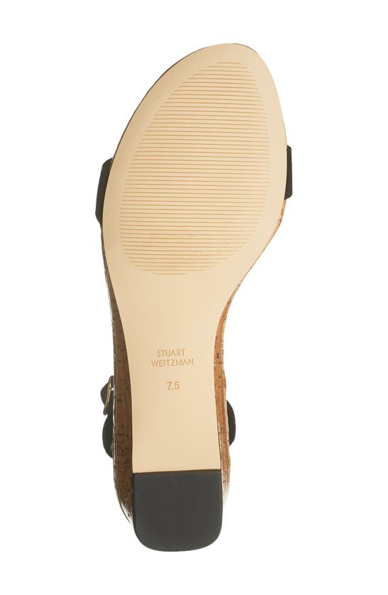 Stuart Weitzman Ave 35 Ankle Strap Wedge Sandal In Black
