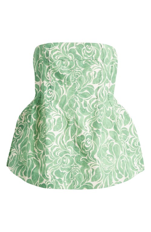 NACKIYÈ Naked Skin Floral Pleated Bustier Top in Emerald Buds