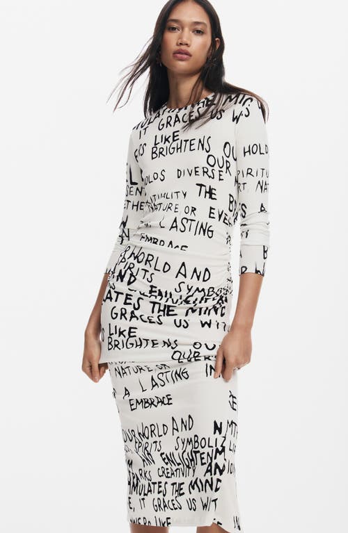 Shop Desigual Hesian Long Sleeve Jersey Maxi Dress In White