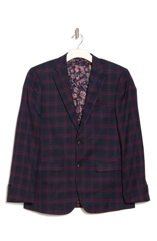 Soul Of London Plaid Stretch Sport Coat In Navy