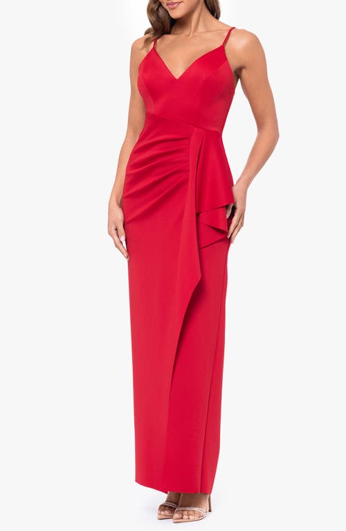 Shop Xscape Evenings Ruched Scuba Gown In Red