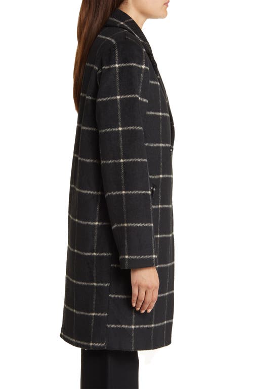 Shop Sam Edelman Windowpane Plaid Coat In Black/white