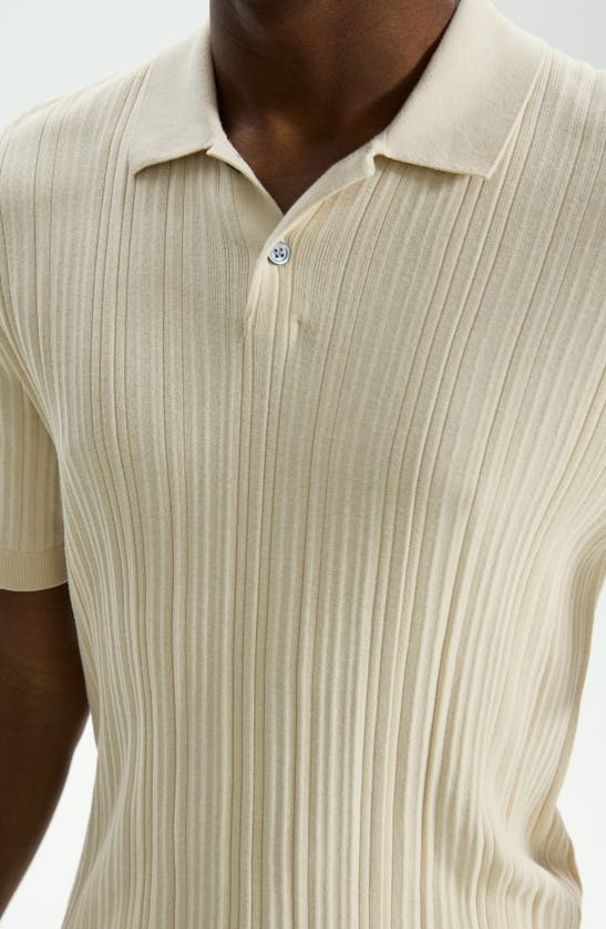 Theory Damian Variegated Rib Cotton Blend Polo Sweater In Sand