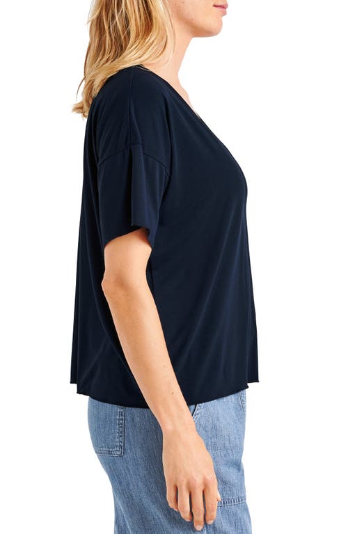 Shop Splendid V-neck Jersey T-shirt In Navy