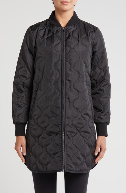 Z By Zella Longline Quilted Jacket In Black