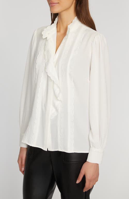 Shop Elie Tahari The Rae Scallop Shirt In Sky White