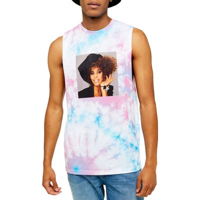 Topman Whitney Houston Tie Dye Sleeveless T-Shirt, White