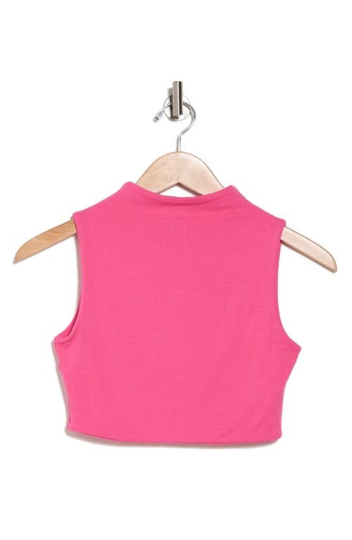 Naked Wardrobe Sleeveless Mock Neck Crop Top In Raspberry
