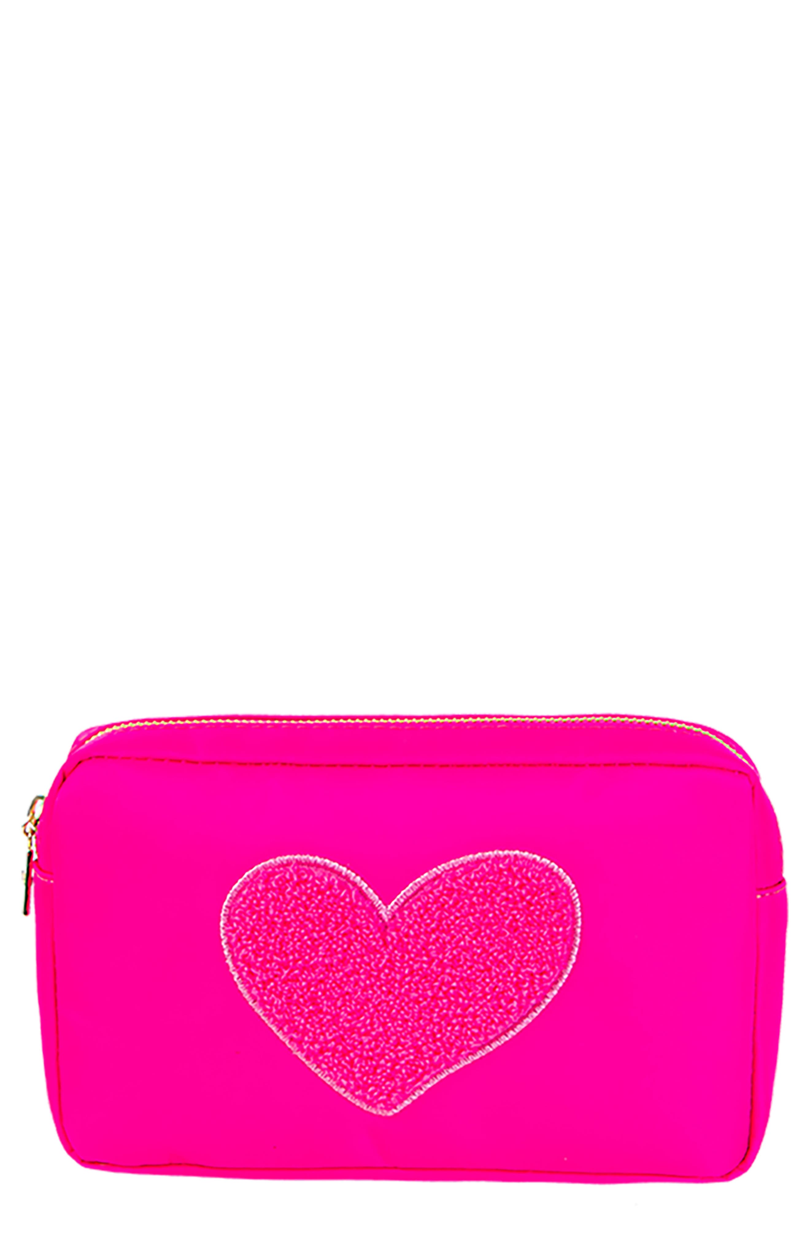 Bloc Bags Medium Heart Cosmetic Bag In Hot Pink/hot Pink