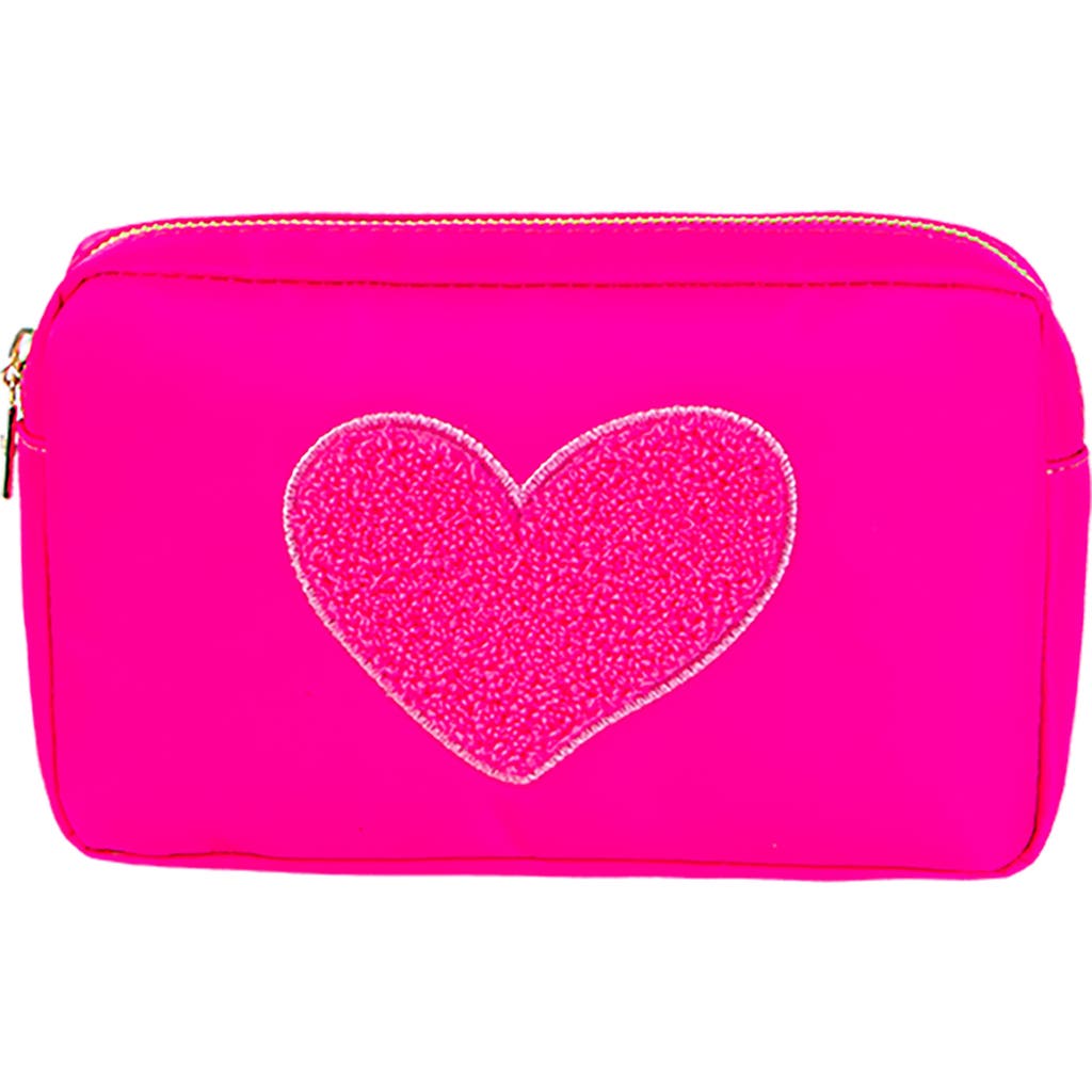 Bloc Bags Medium Heart Cosmetic Bag In Hot Pink/hot Pink