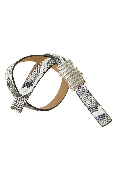 Shop B-low The Belt Vesna Mini Python Print Leather Belt In Black White Silver