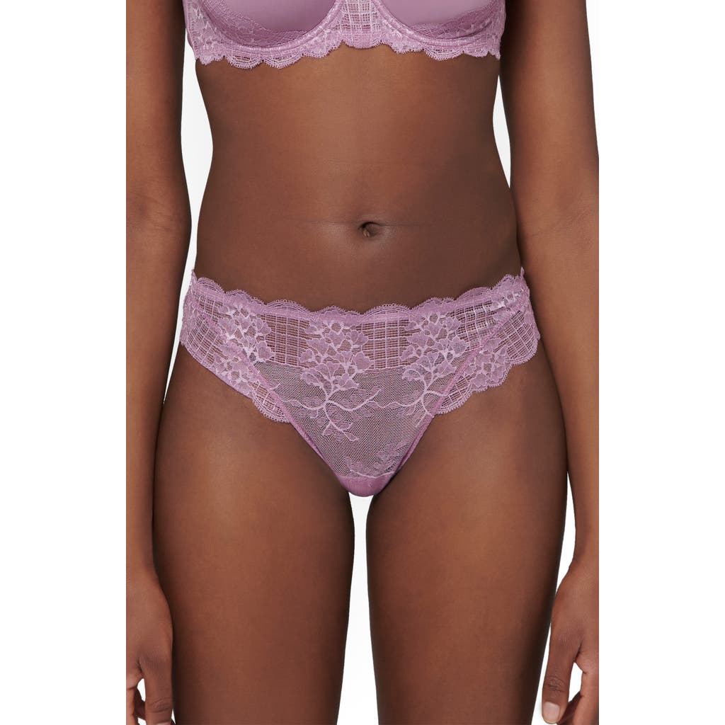 Simone Perele Reve Scalloped Lace Tanga In Glamorous Mauve