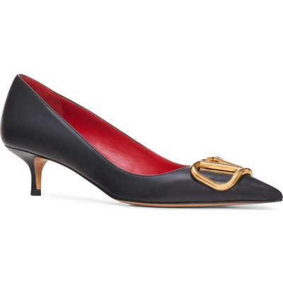 Valentino Garavani Logo Buckle Pump, Black